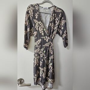 Ava Sky Gray Floral Women's Tie Dress